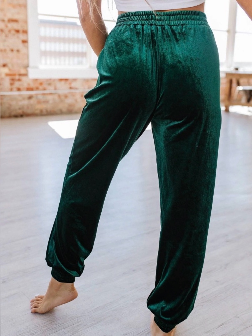 Forest Green Plush velvet Sweat Pants